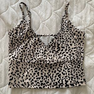 Leopard Wrap Front tank top